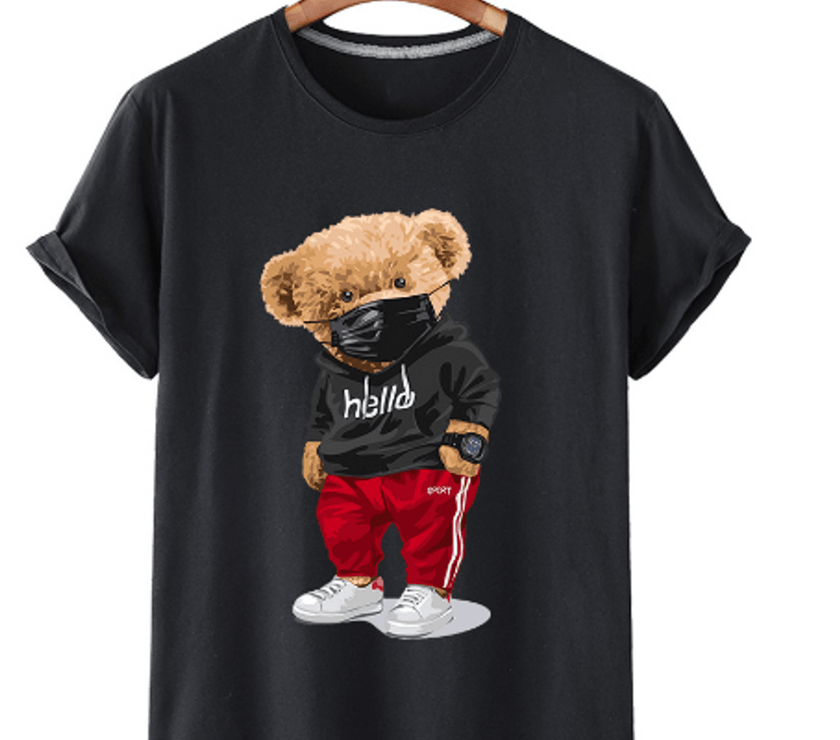 Bear Print Men's Cotton T Shirt - Limited time Finds