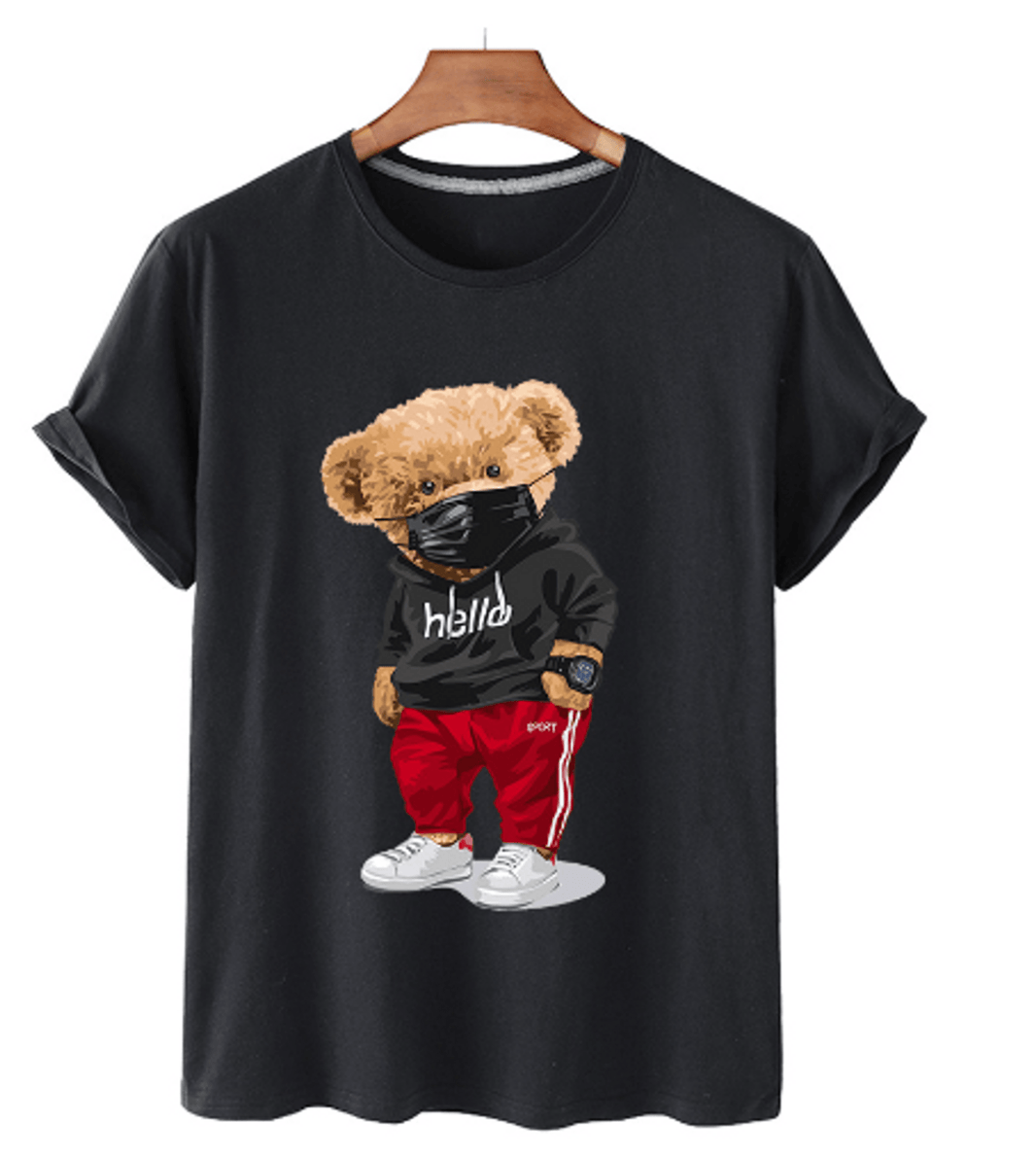 Bear Print Men's Cotton T Shirt - Limited time Finds