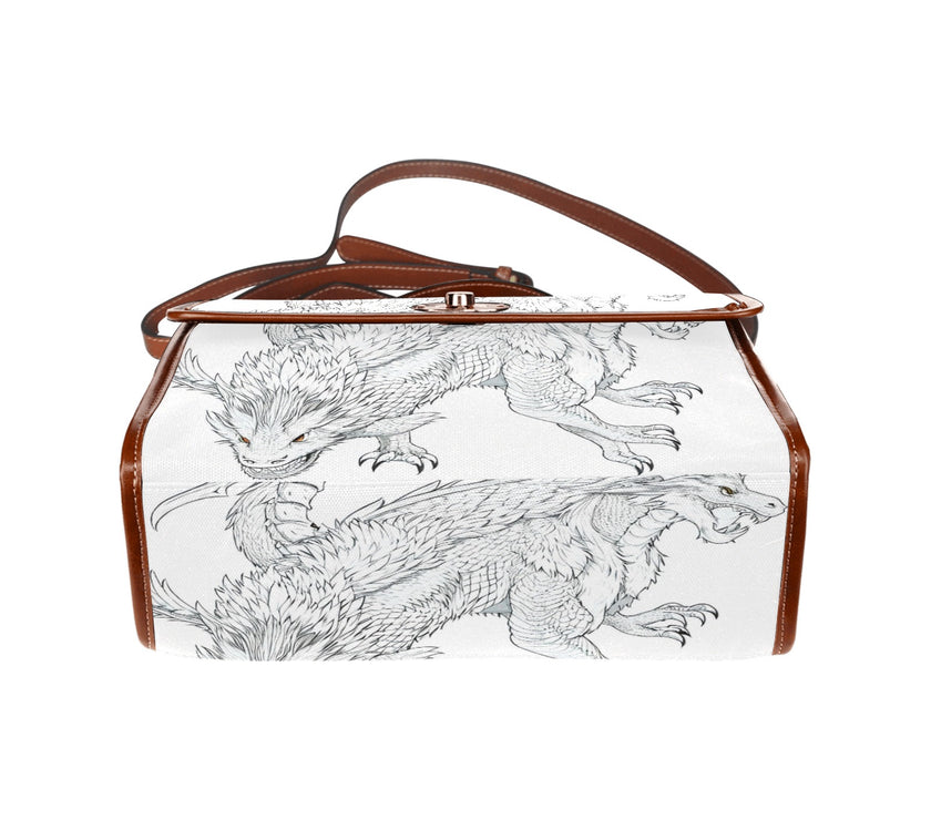 Waterproof Canvas Bag-Brown Dragon Print