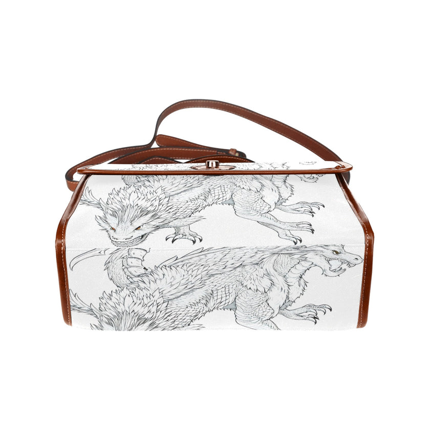 Waterproof Canvas Bag-Brown Dragon Print