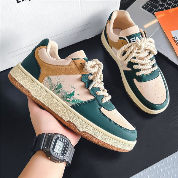 Lace - up Casual Shoes Men Soft Thick Sole Fashion Comfortable Breathable Flats Sneakers Student Platform Outdoor Walking Shoes - Limited time Finds