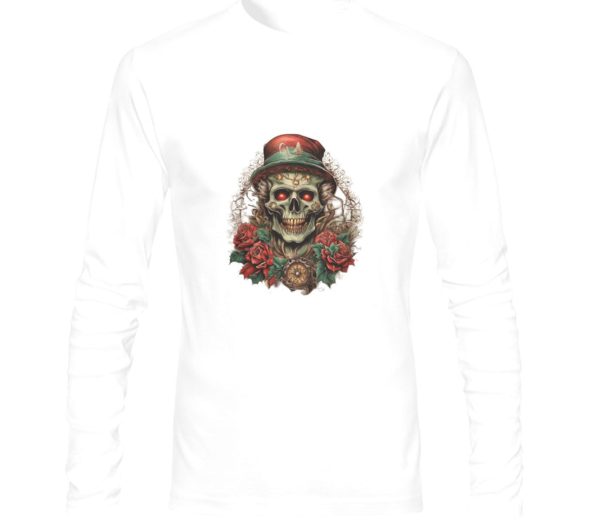 Custom Gildan Men's Long sleeve T-shirt Skull on Roses