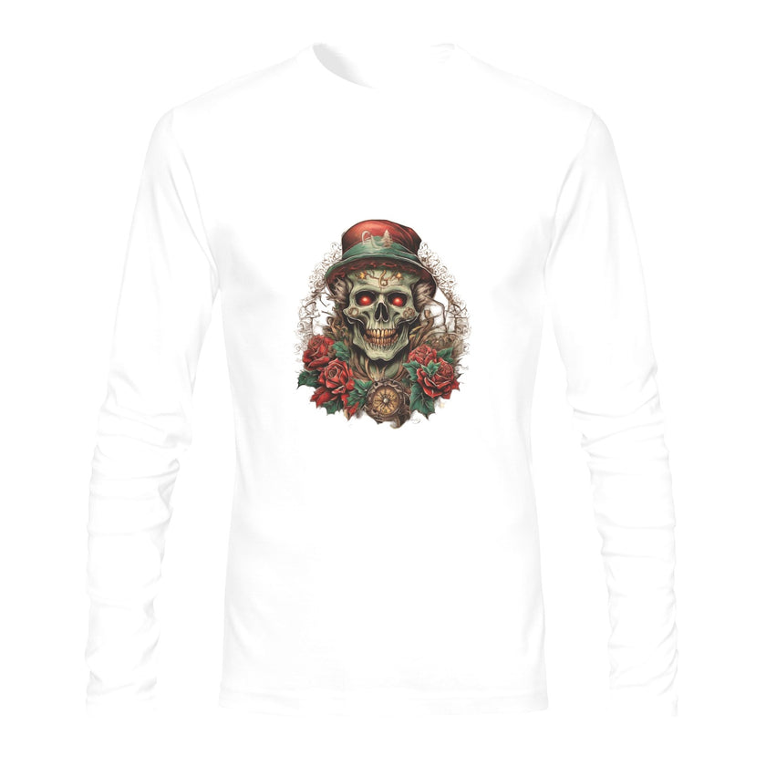 Custom Gildan Men's Long sleeve T-shirt Skull on Roses