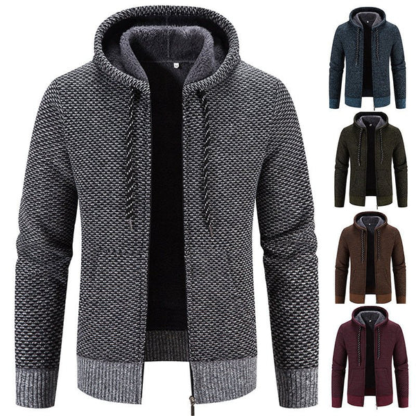 Winter Coat Zipper Closure Solid Color Long Sleeves Drawstring With Hat Keep Warm Casual Thicken Plush Sweater Coat For Daily - Limited time Finds