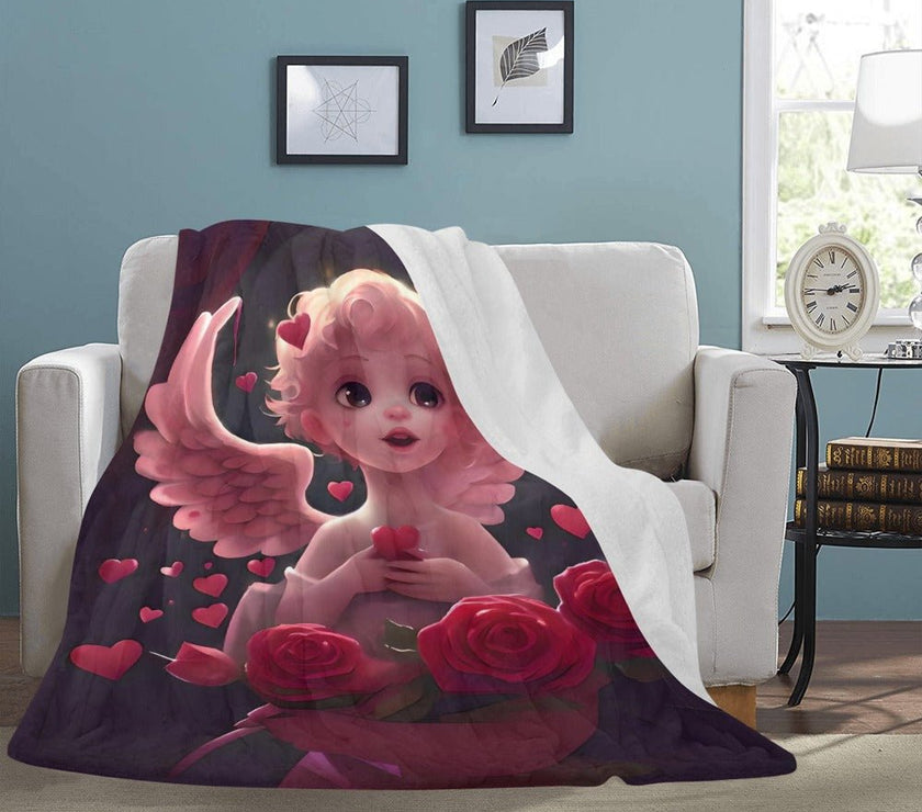 Ultra-Soft Micro Fleece Blanket 60" X 80" Cupid theme (Made In USA) - Limited time Finds