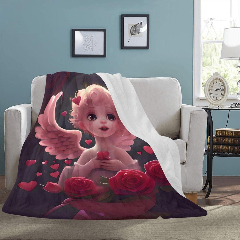 Ultra-Soft Micro Fleece Blanket 60" X 80" Cupid theme (Made In USA) - Limited time Finds