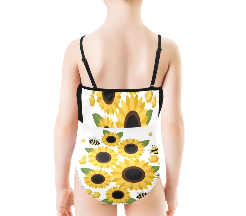 Kids' Spaghetti Strap Ruffle Swimsuit sunflowers