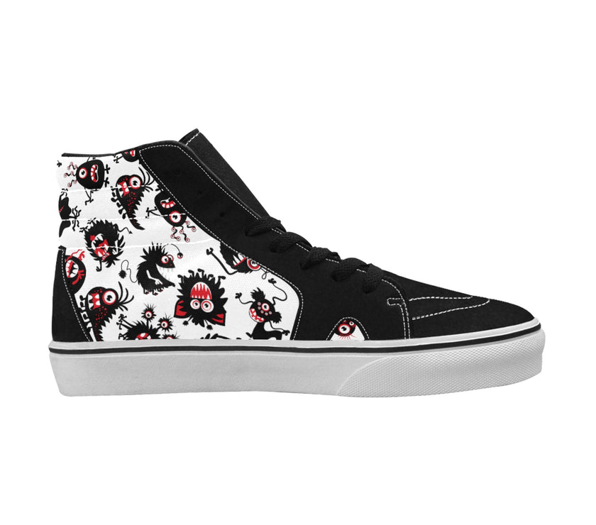 Women's Monster Print High Top Canvas Shoes - Limited time Finds