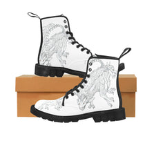 Women's Lace Up Canvas Boots dragon print