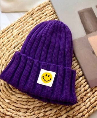 Baby Toddler Ribbed Knit Smile Face Beanie "LOVE SMILE" - Limited time Finds