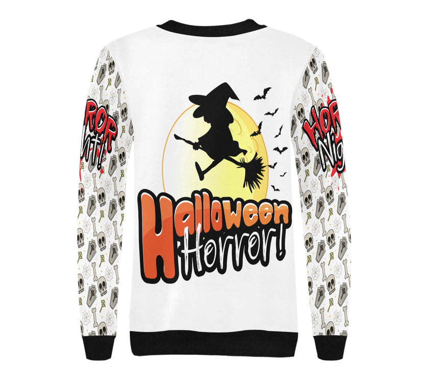 Women's Rib Cuff Crew Neck Halloween Sweatshirt