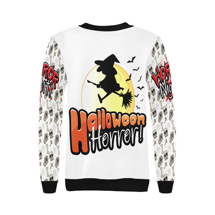 Women's Rib Cuff Crew Neck Halloween Sweatshirt