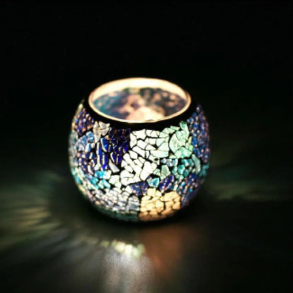 Moroccan Mosaic Glass Candlestick Votive Candle Colorful Candle Holder Bowl Tea Light Candelabra for Wedding Party Home Decore - Limited time Finds