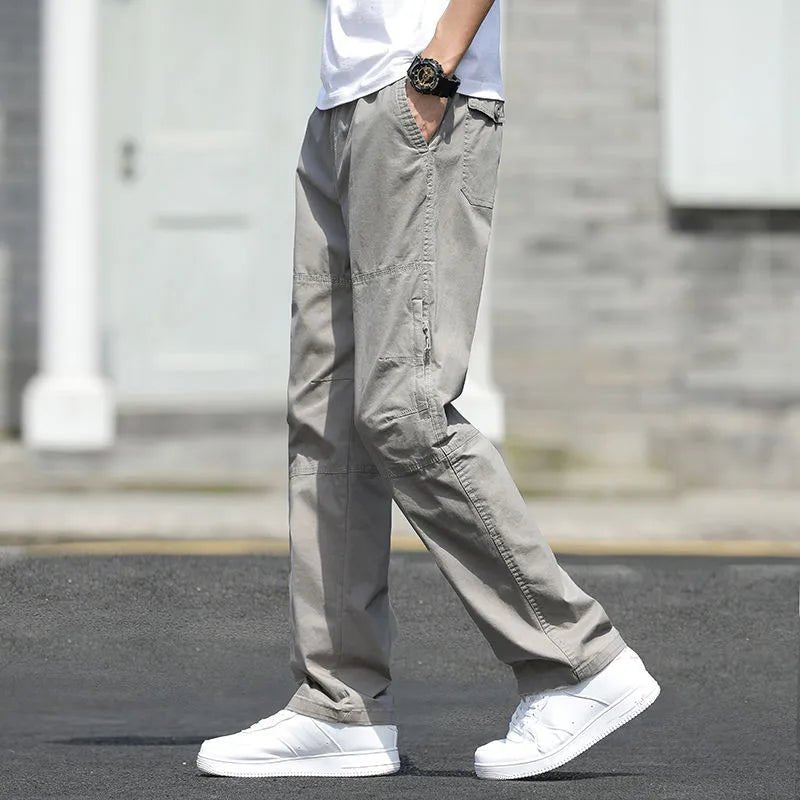 Men's Loose Straight Cargo Pants - Solid Grey - Limited time Finds