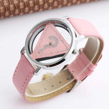 Womage Women Watches Ladies Watches Fashion Triangle Watches Women Transparent Watches Quartz Wristwatches Leather reloj mujer - Limited time Finds