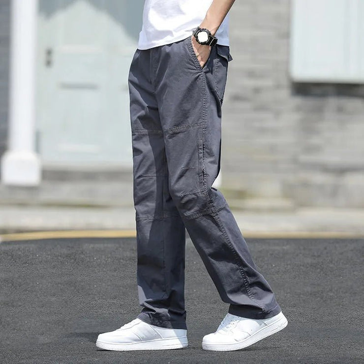 Men's Loose Straight Cargo Pants - Solid Grey - Limited time Finds