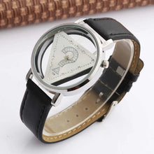 Womage Women Watches Ladies Watches Fashion Triangle Watches Women Transparent Watches Quartz Wristwatches Leather reloj mujer - Limited time Finds