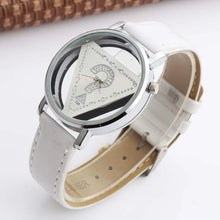 Womage Women Watches Ladies Watches Fashion Triangle Watches Women Transparent Watches Quartz Wristwatches Leather reloj mujer - Limited time Finds