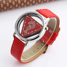 Womage Women Watches Ladies Watches Fashion Triangle Watches Women Transparent Watches Quartz Wristwatches Leather reloj mujer - Limited time Finds