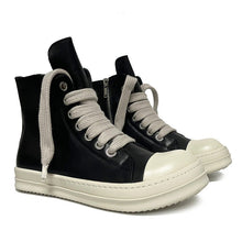 High - top Leather Shoes Men's Sneakers Sports Casual Women's Leather Short Boots Couple's Large Size Shoes - Limited time Finds