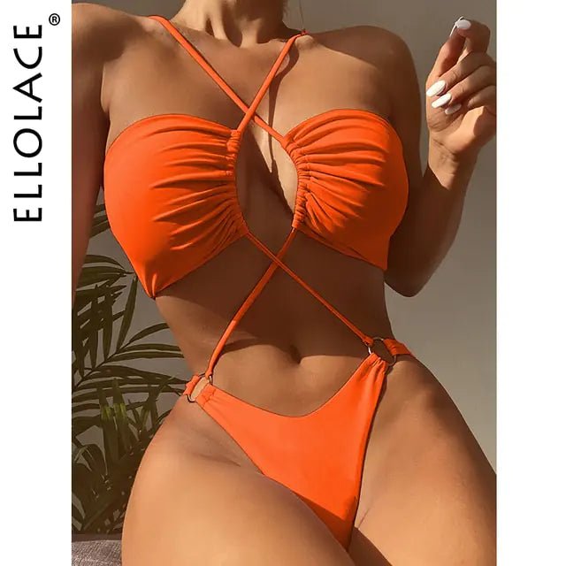 Sexy Cross Halter One Piece Swimsuit - Limited time Finds