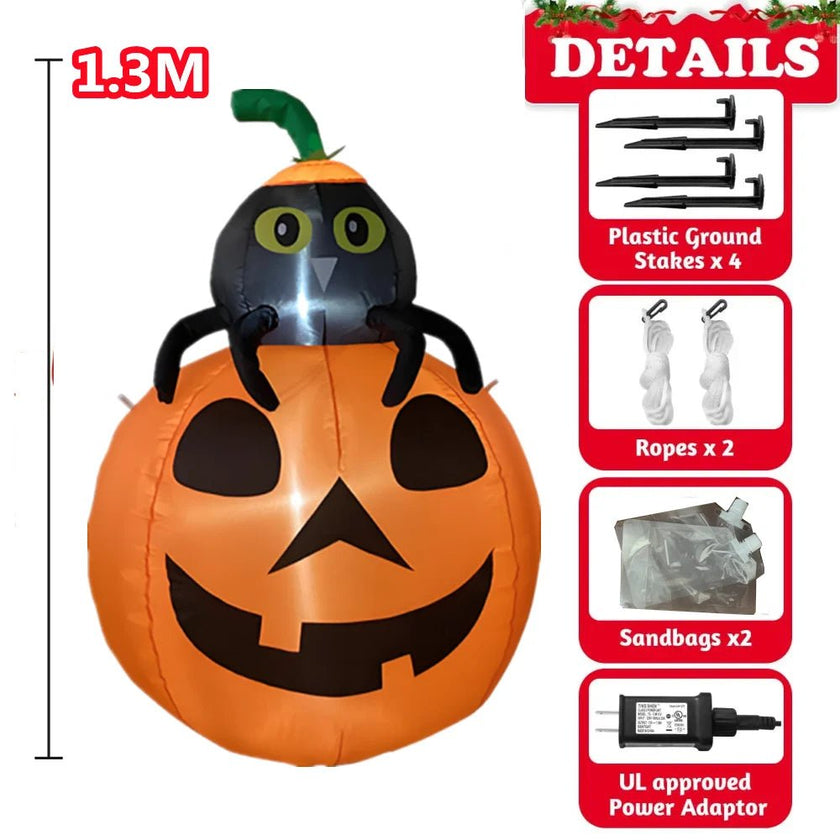 Large Halloween Inflatable Cat & Pumpkin with LED Lights - Limited time Finds