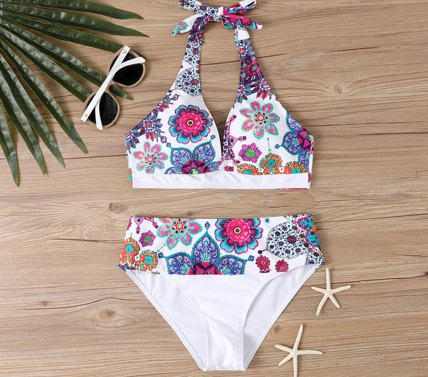 Women Summer Swimsuit Two Piece Set Beachwear Swim Suit Female Sexy Vintage Bathing Suit Bikini New Design Printing Swimwear - Limited time Finds