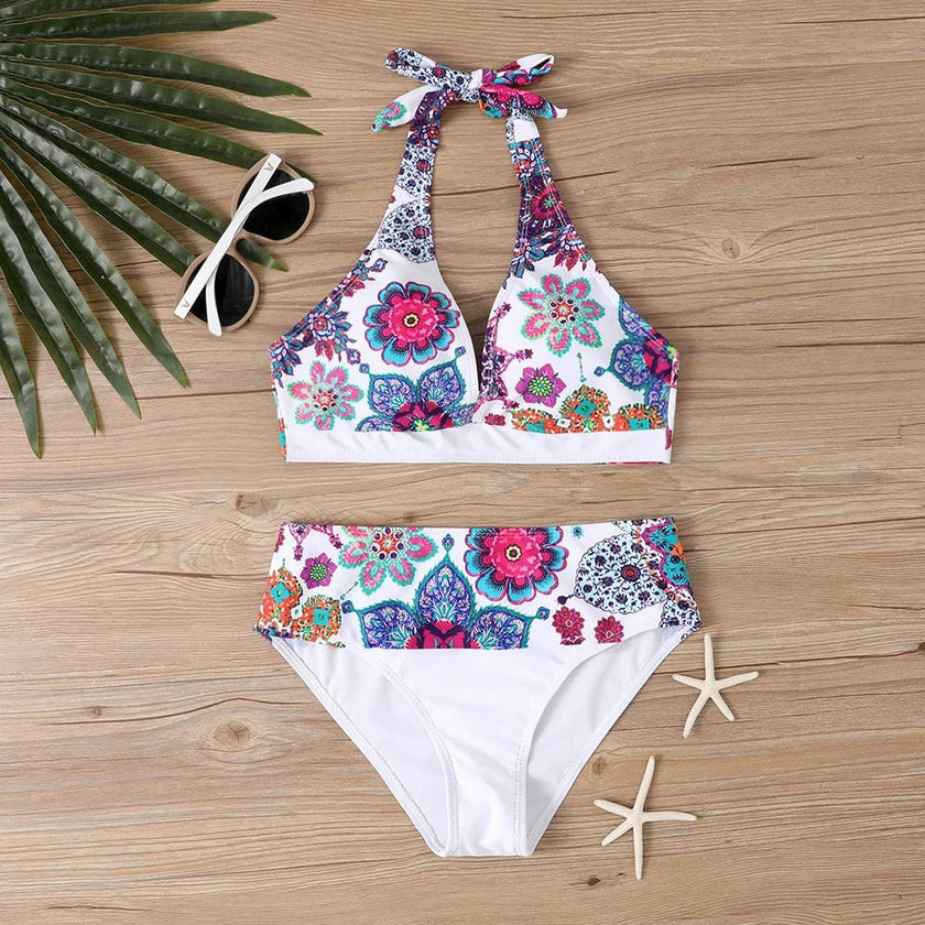 Women Summer Swimsuit Two Piece Set Beachwear Swim Suit Female Sexy Vintage Bathing Suit Bikini New Design Printing Swimwear - Limited time Finds