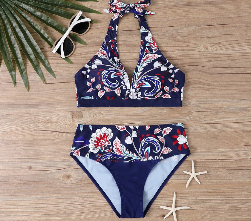 Women Summer Swimsuit Two Piece Set Beachwear Swim Suit Female Sexy Vintage Bathing Suit Bikini New Design Printing Swimwear - Limited time Finds