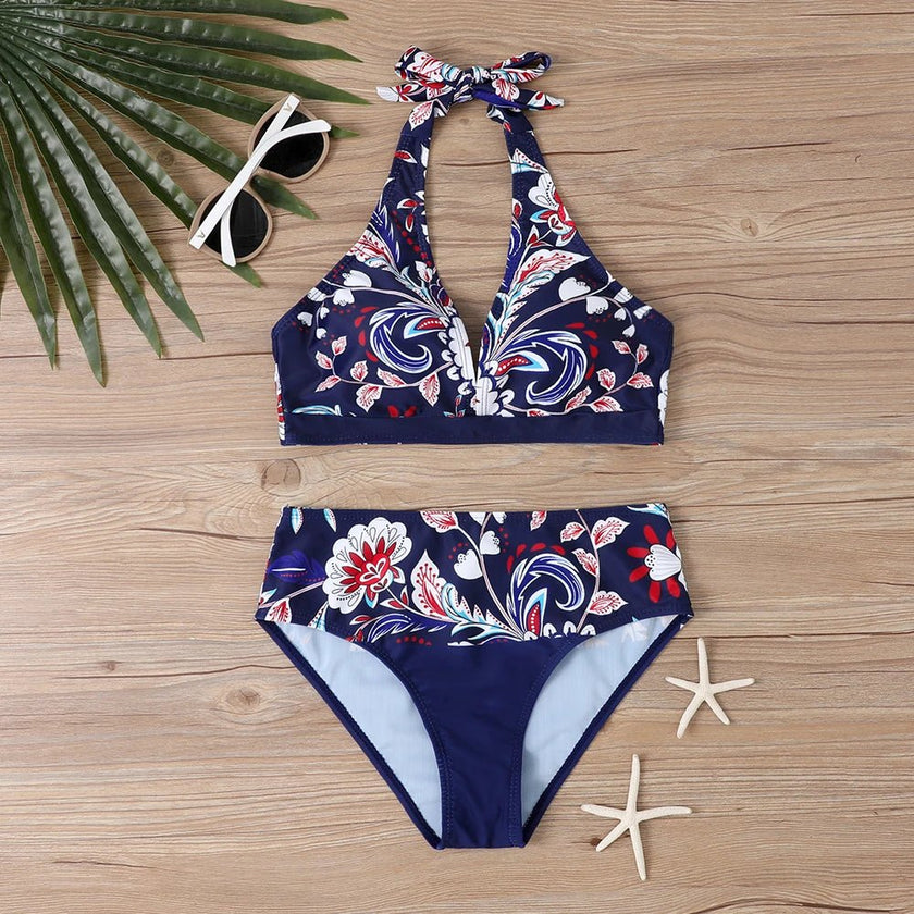 Women Summer Swimsuit Two Piece Set Beachwear Swim Suit Female Sexy Vintage Bathing Suit Bikini New Design Printing Swimwear - Limited time Finds