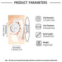 4PCS/Set Geneva Watch Fashion Silicone Band Women Watches Heart Jewelry Set ( Without Box) - Limited time Finds