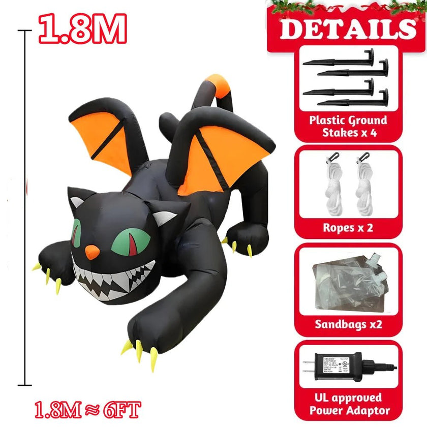 Large Halloween Inflatable Cat & Pumpkin with LED Lights - Limited time Finds