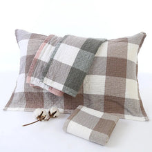 NEW 100% Cotton 3 Layers Thick Gauze Pillows Towel Classical Big Plaid Pillows Towel Super Soft Bedding Sets Pure Cotton Pillows - Limited time Finds