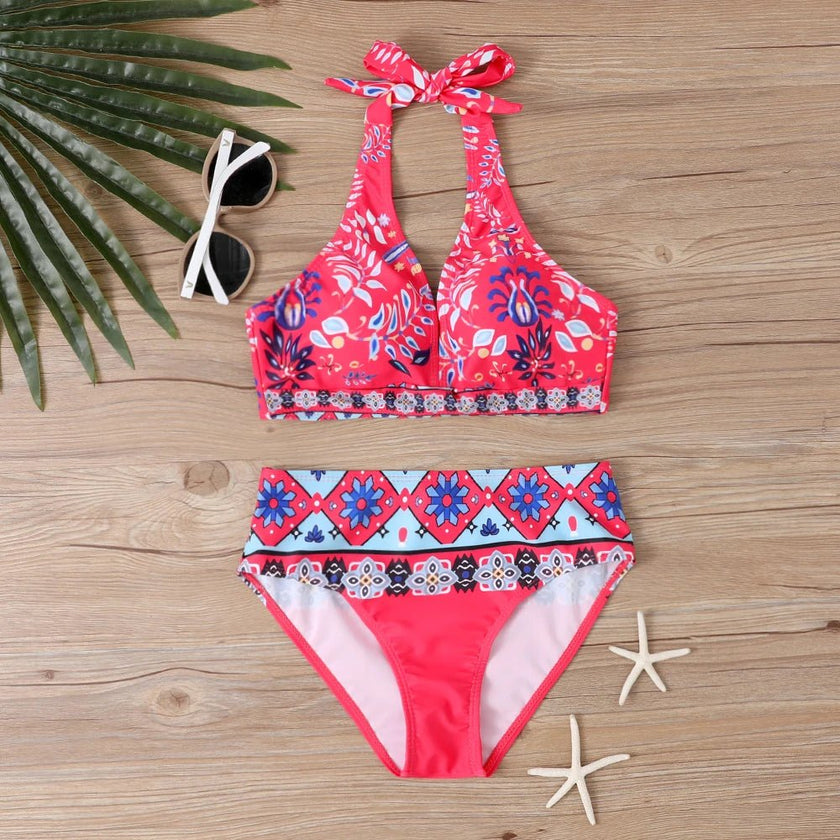 Women Summer Swimsuit Two Piece Set Beachwear Swim Suit Female Sexy Vintage Bathing Suit Bikini New Design Printing Swimwear - Limited time Finds