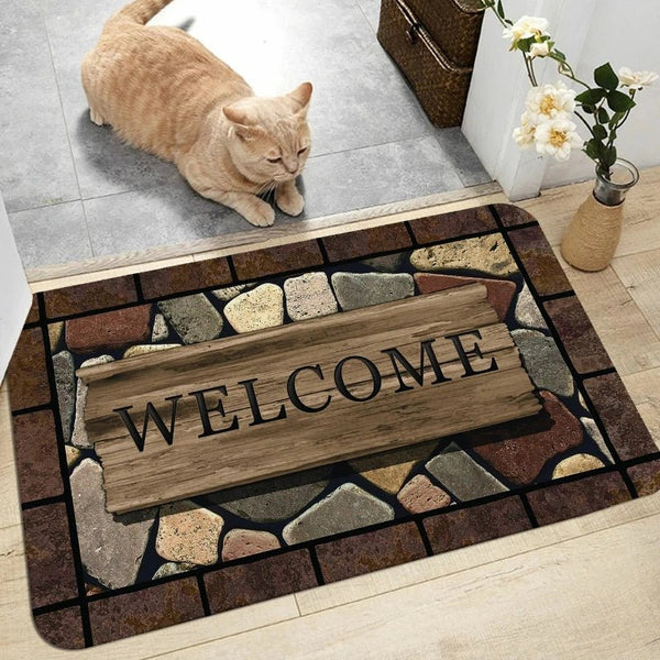 Welcome Door Entrance Mat Non Slip Home Decore Carpet Floor Washable Rugs Living Room Doormats Kitchen Bathroom Kitchen Rug - Limited time Finds