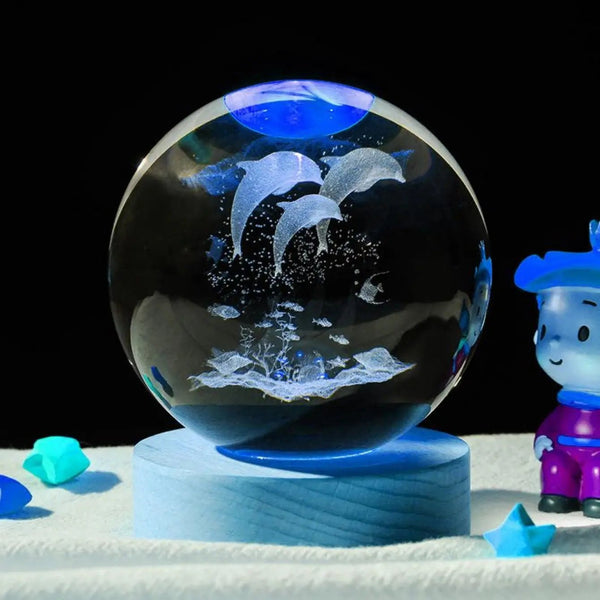 1pc 3D carved Dolphin family crystal ball decoration, nightlights in various colors, gifts for Mom, gifts for her/him, gifts for - Limited time Finds