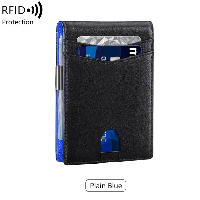 Minimalist men's RFID blocking multi - functional ultra - thin 12 - card wallet, front pocket bi - fold solid color portable card holder - Limited time Finds