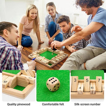 Shut The Box Dice Game Classic 4 Sided Wooden Board Game Flip 10 Numbers Classic Tabletop Party Entertainment Games - Limited time Finds