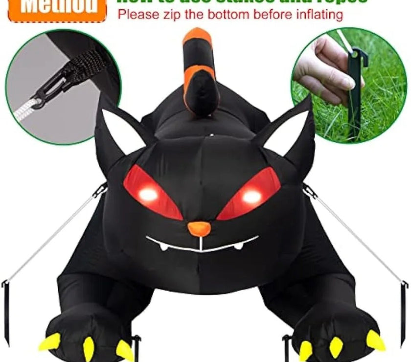 7FT Black Cat Halloween Inflatable Decoration - Limited time Finds