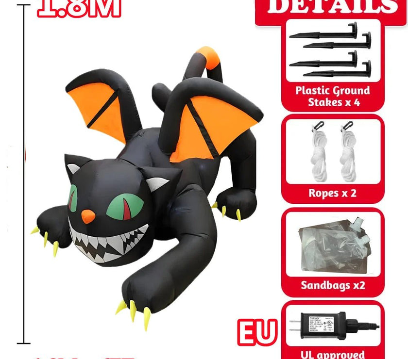 Large Halloween Inflatable Cat & Pumpkin with LED Lights - Limited time Finds