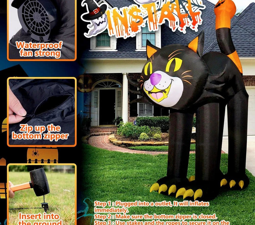 Halloween Black Cat Inflatable Decor - Limited time Finds