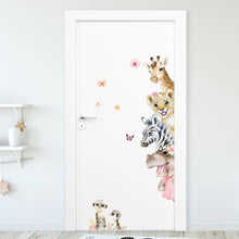 Cartoon Cute Watercolour Animals Door Stickers Decoration for Bedroom Wall Sticker Living Room Wall Art Home Decore Kids Room - Limited time Finds