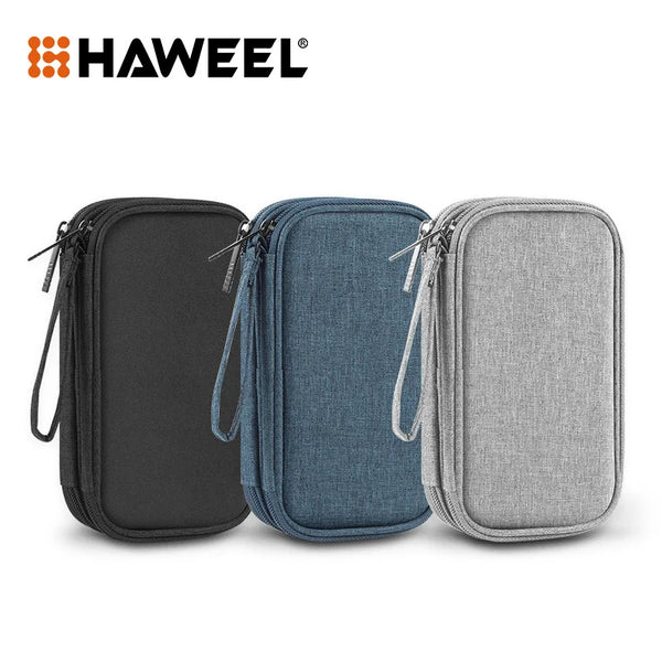 HAWEEL Storage Case Portable Data Zipper Pouch Case Tech Outdoor Bag Gadgets Organizer Carrying Cellphones Earphone Accessories - Limited time Finds