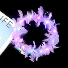 LED Feather Wreath Crown Headband Light Up Feather Headband Luminous Headdress Perfect for Parties & Festivals - Limited time Finds