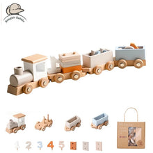 Wooden Train Birthday Toy Montessori Toys Baby Educational Toys Wooden Trolley Baby Learning Toys Number Of Wood Baby's Toys - Limited time Finds