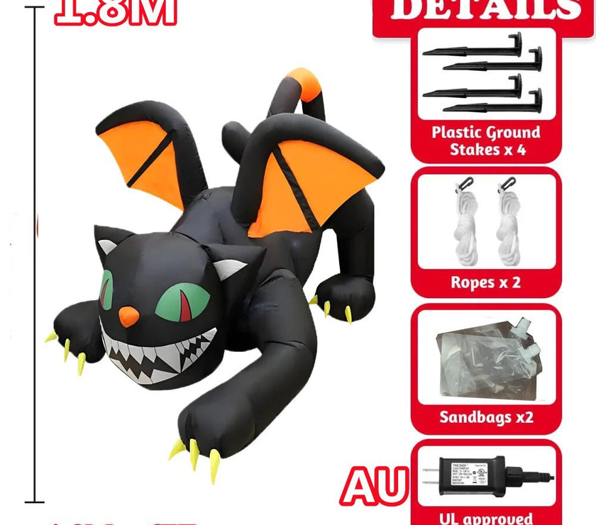 Large Halloween Inflatable Cat & Pumpkin with LED Lights - Limited time Finds