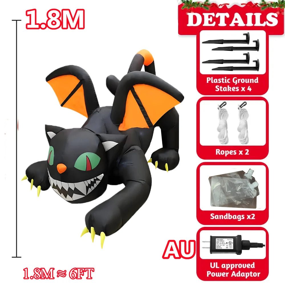 Large Halloween Inflatable Cat & Pumpkin with LED Lights - Limited time Finds