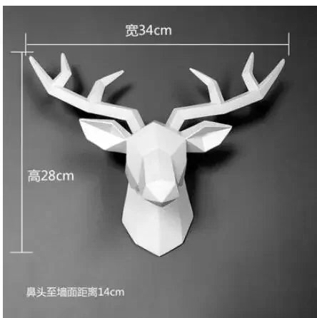 Large Size 4 Color Geometry 3D Animal Deer Head Wall Decoration Resin Skull Decor Creative Modern Art Hanging Statue Decore - Limited time Finds