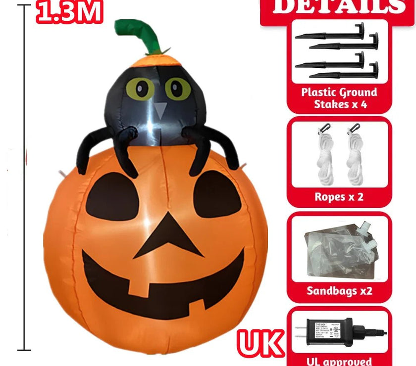 Large Halloween Inflatable Cat & Pumpkin with LED Lights - Limited time Finds