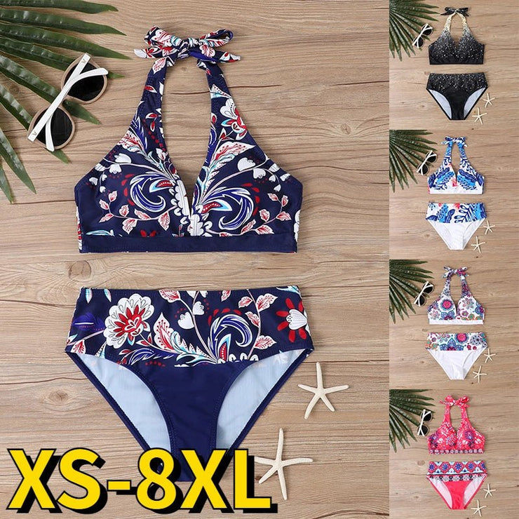 Women Summer Swimsuit Two Piece Set Beachwear Swim Suit Female Sexy Vintage Bathing Suit Bikini New Design Printing Swimwear - Limited time Finds